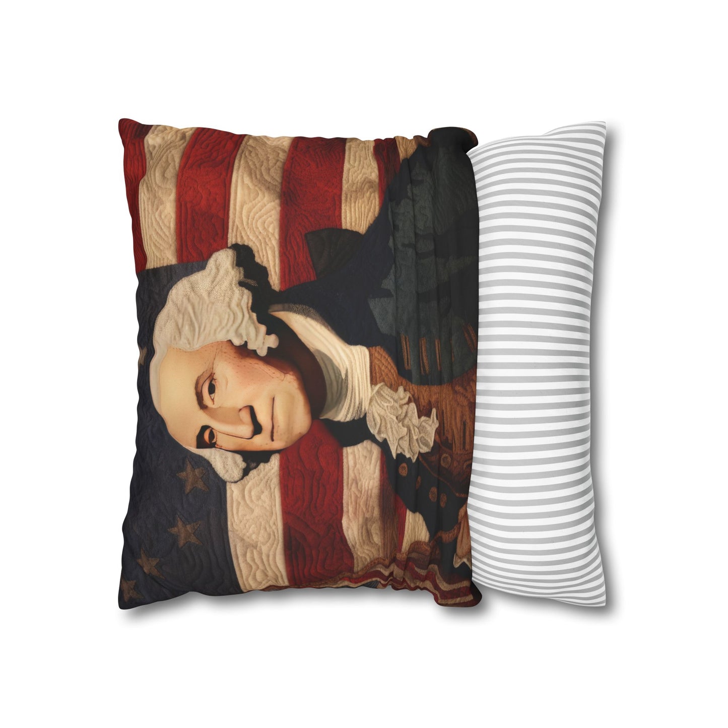 Faux Quilted George Washington Square Poly Canvas Pillowcase
