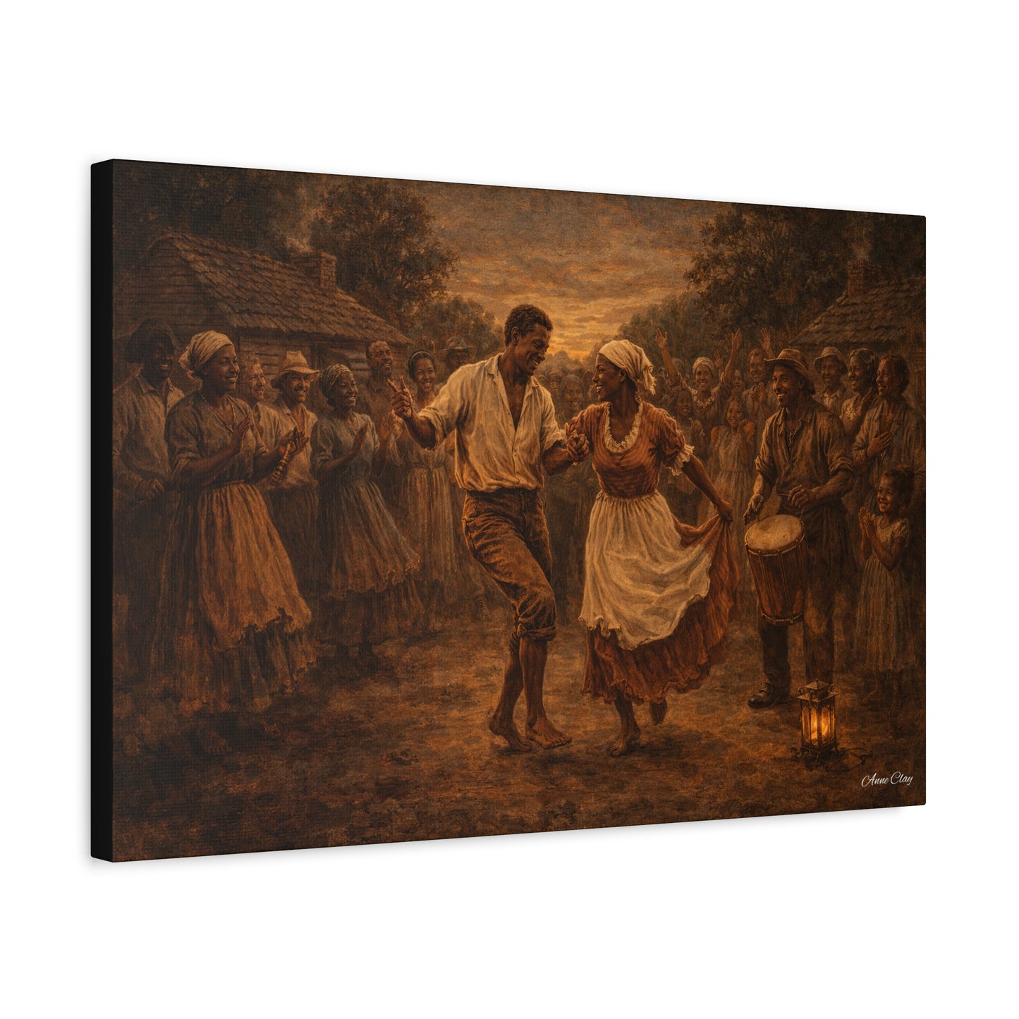 Matte Stretched Canvas Print - Vintage Folk Dance Scene (1.25" Depth)