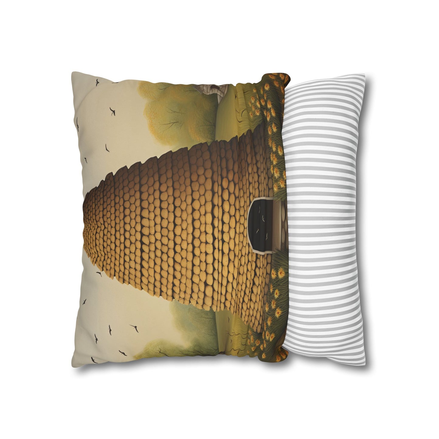 Beehive Art Pillowcase, Cozy Home Decor, Gift for Nature Lovers, Farmhouse Cushions, Eco-Friendly Pillow Cover, Boho Throw Pillow
