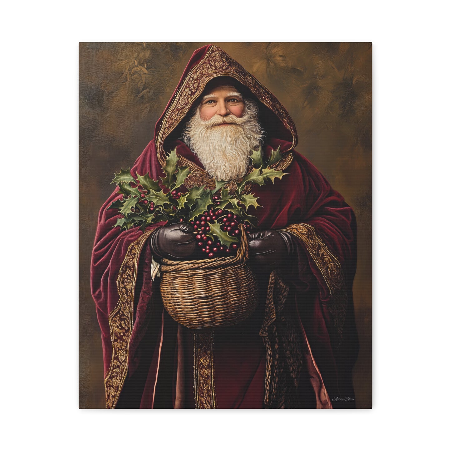 Burgundy Berry Santa Matte Canvas, Stretched, 1.25"
