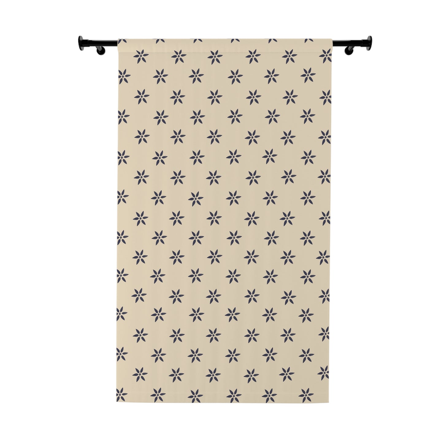 Navy on Cream Window Curtains (1 Piece)