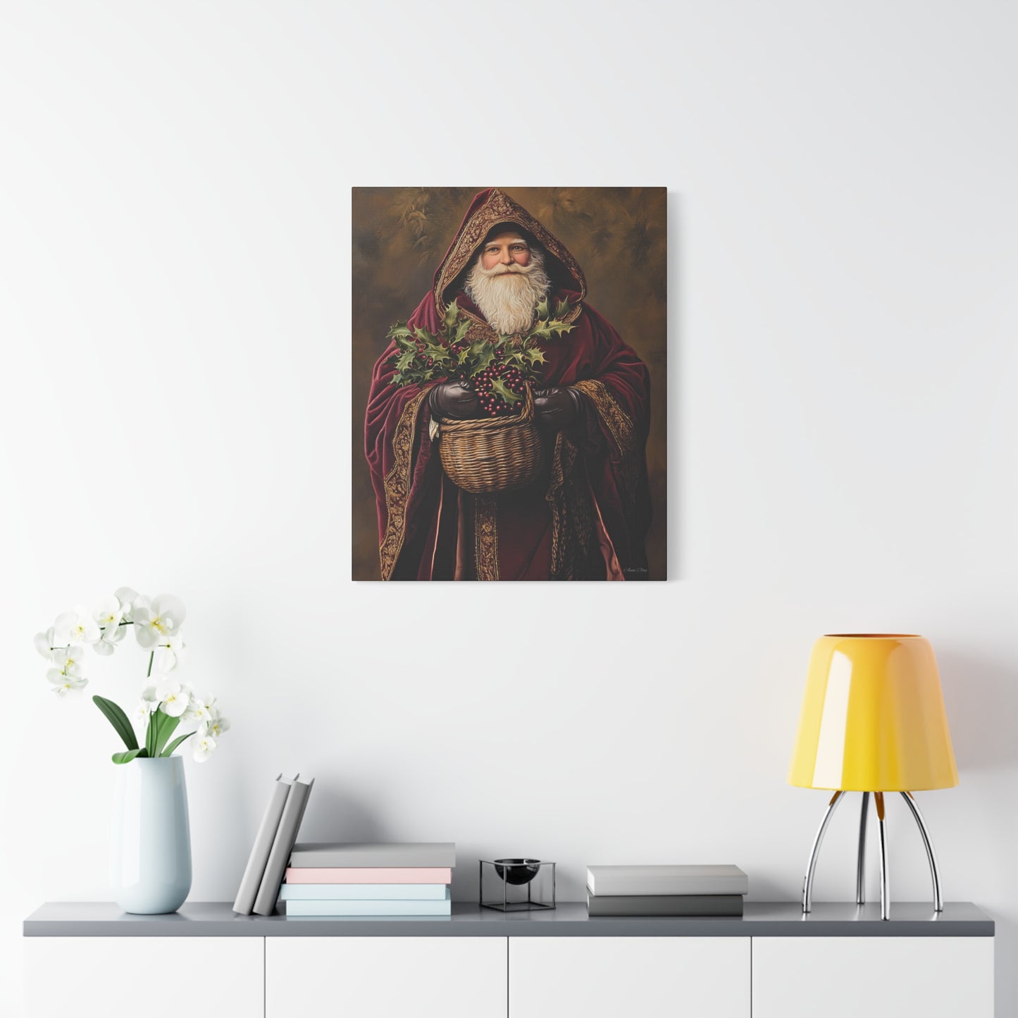 Burgundy Berry Santa Matte Canvas, Stretched, 1.25"
