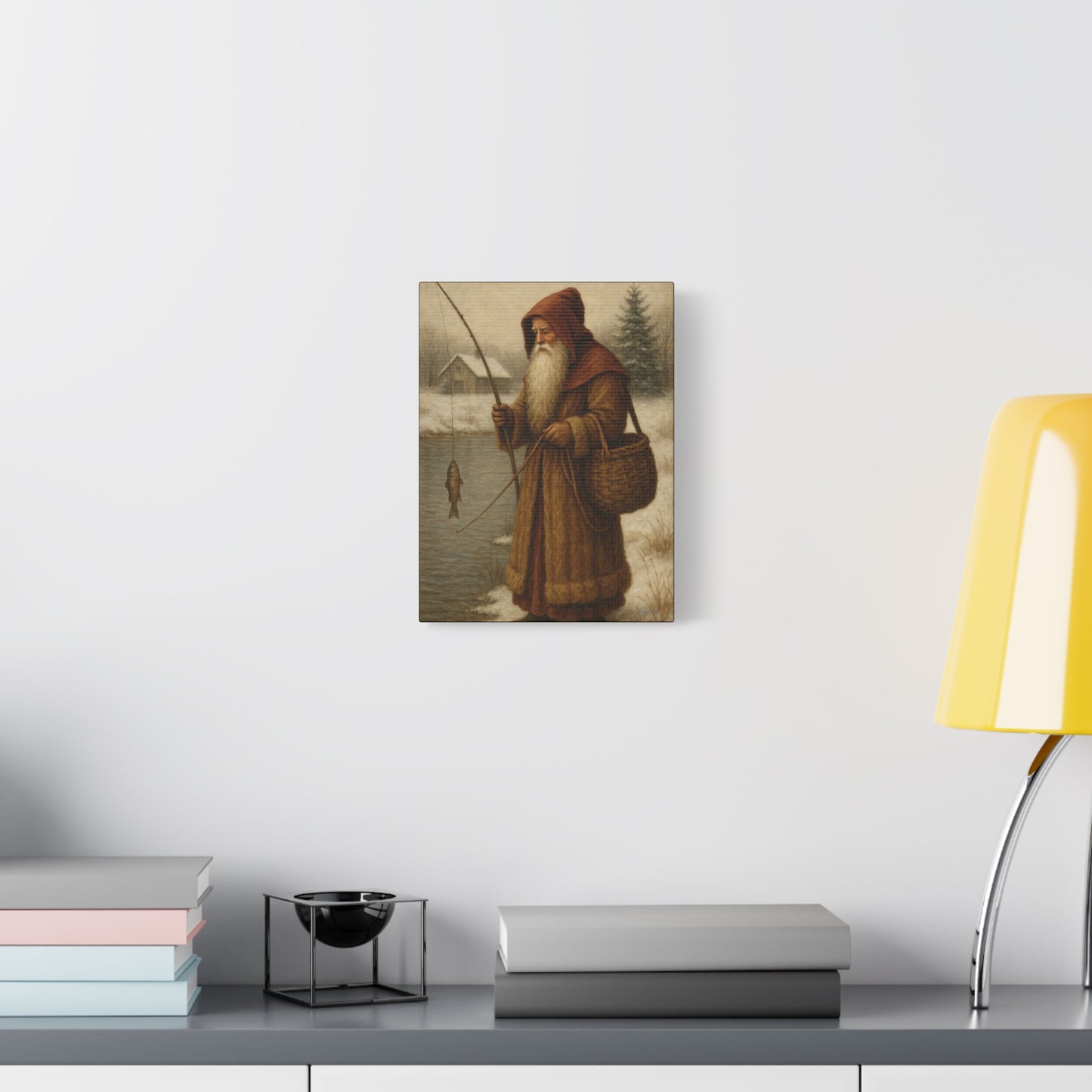 Snowy Fisherman Canvas Print