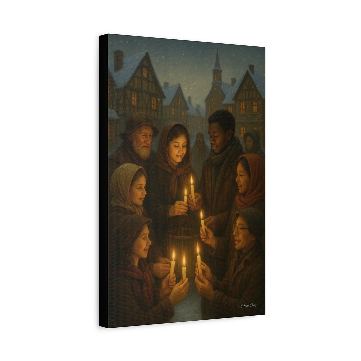 Share the Light Christmas Print Candlelight Gathering Canvas Print