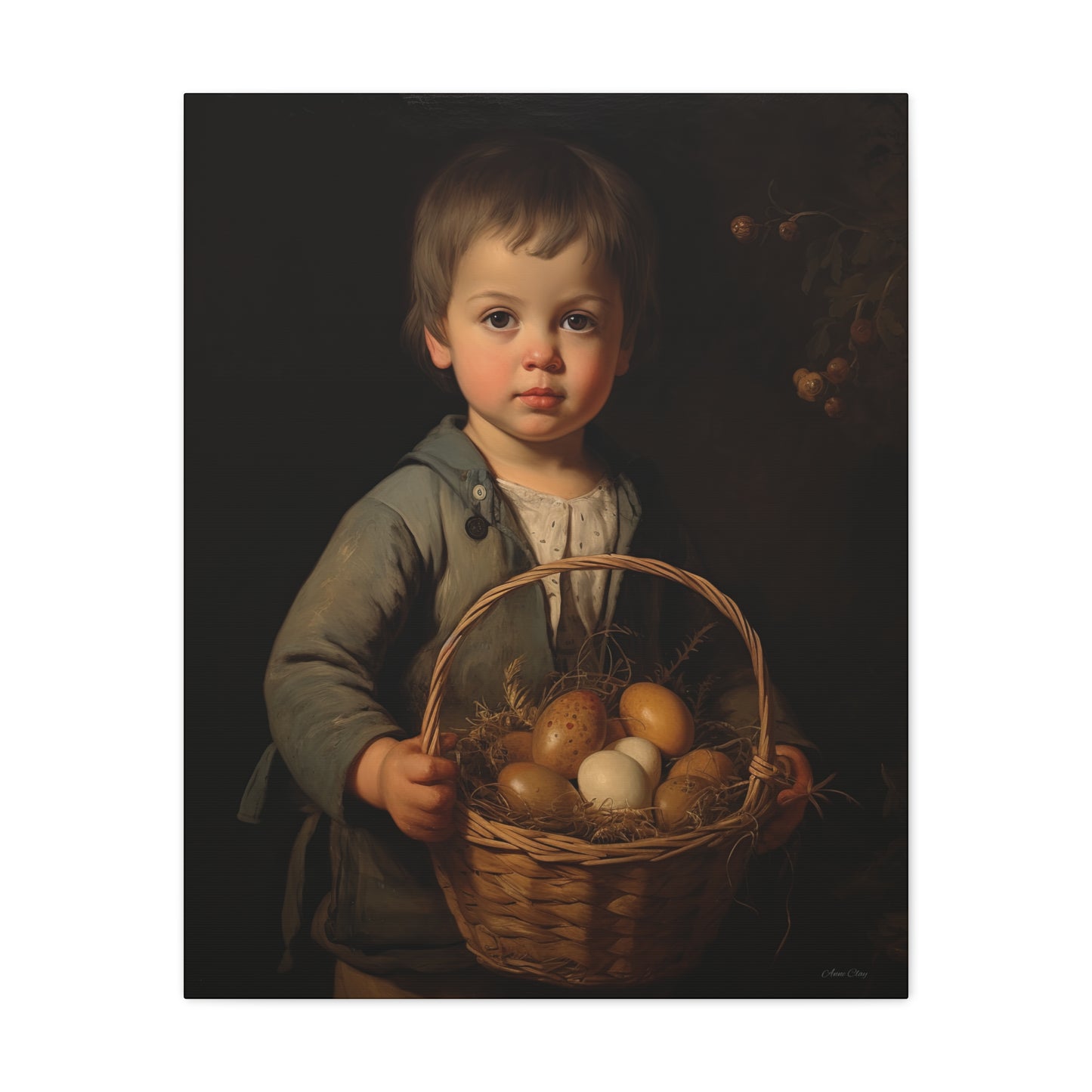 Charming Kid's Art Canvas - Vintage Style Bunny & Eggs Design for Home Decor