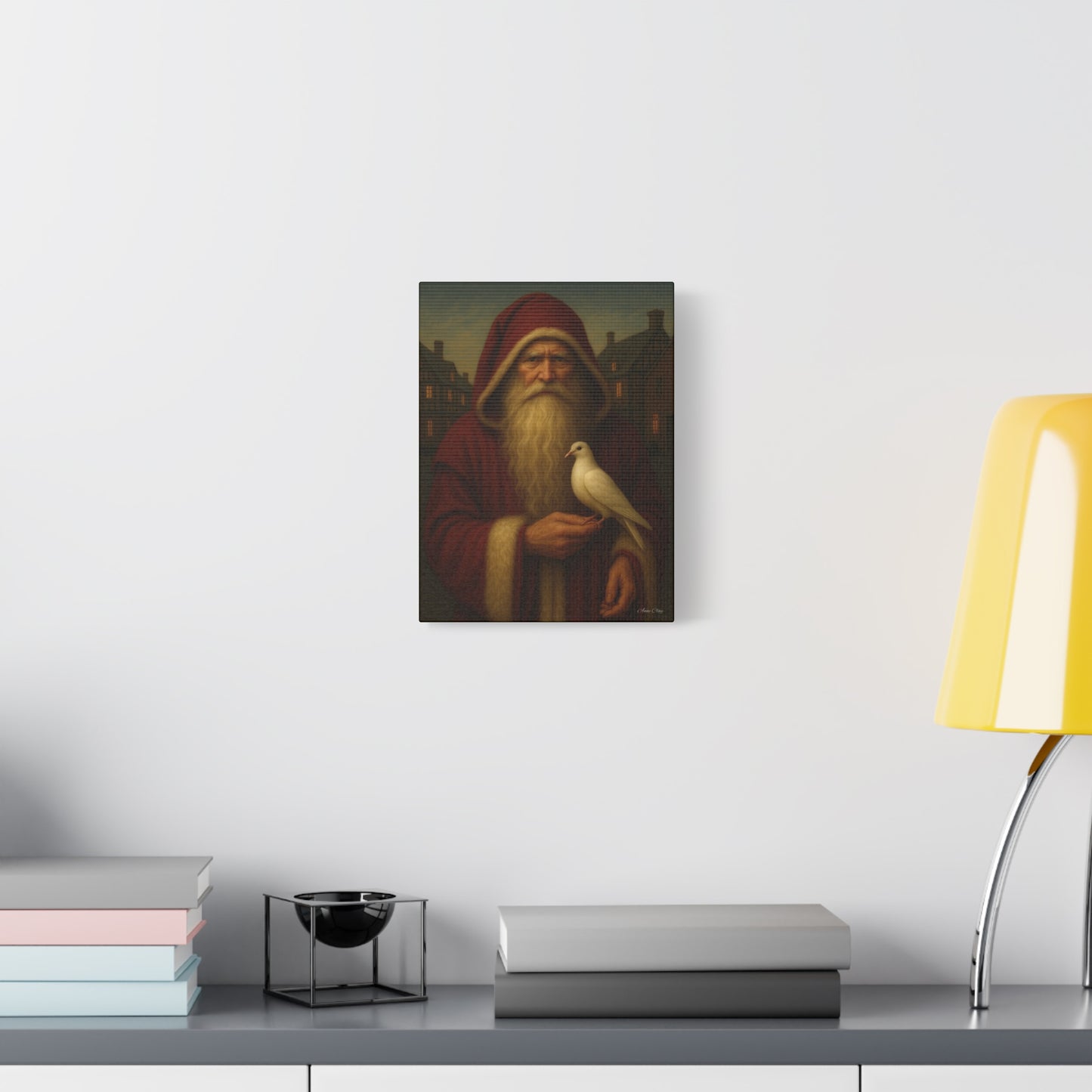 Santa with Dove Canvas Art Print