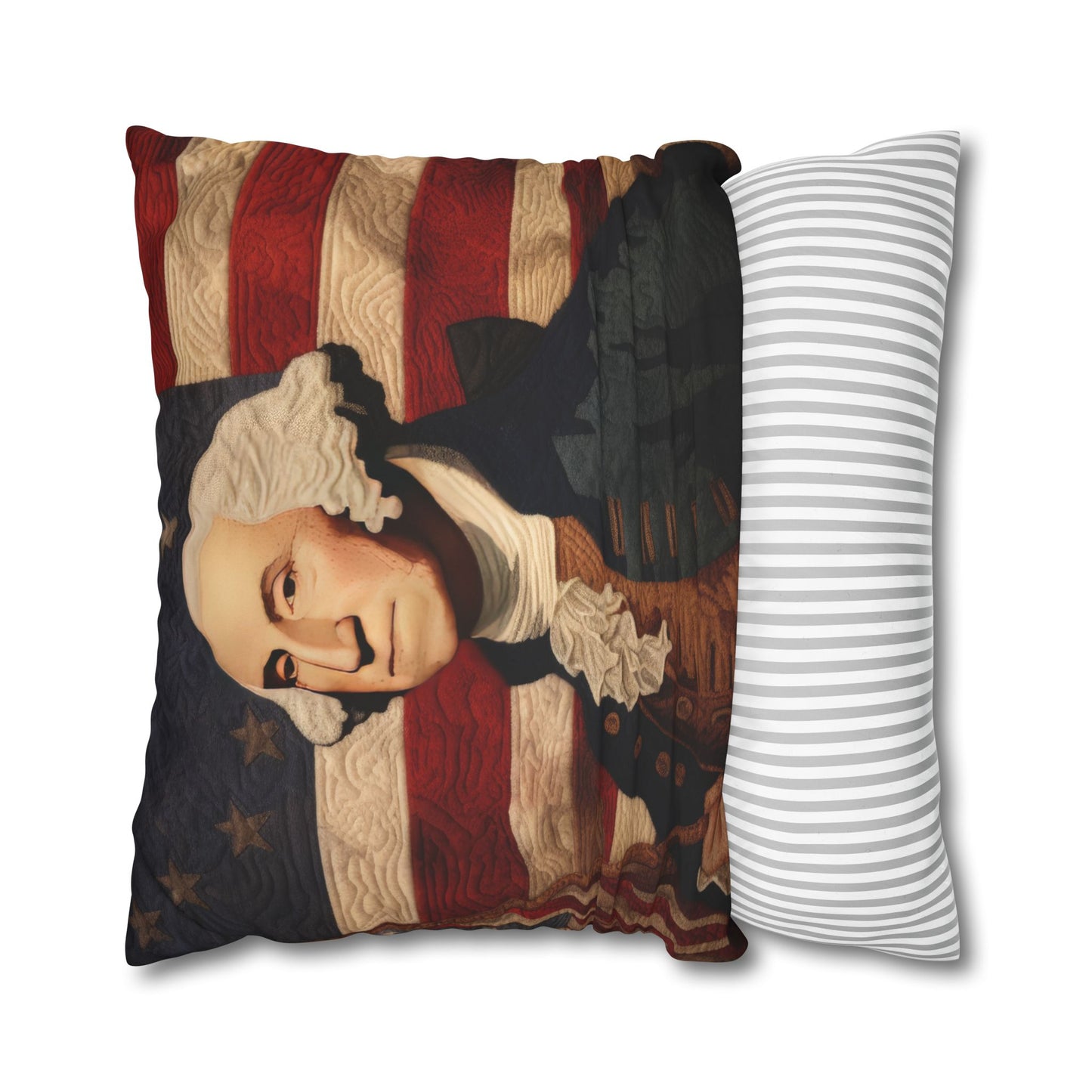 Faux Quilted George Washington Square Poly Canvas Pillowcase