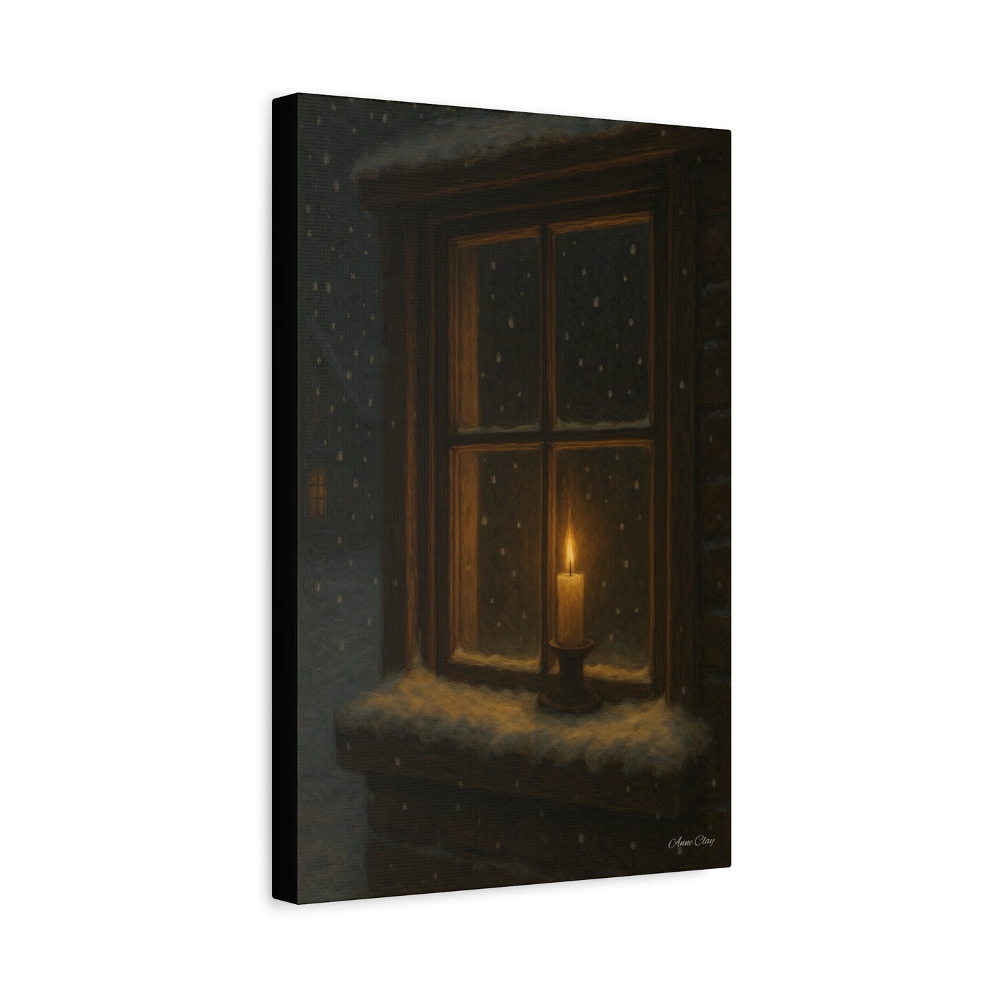 Light in the Darkness Candlelit Winter Scene Canvas Print Christmas, Holiday