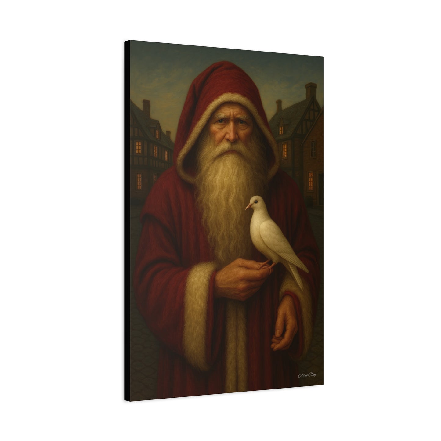 Santa with Dove Canvas Art Print