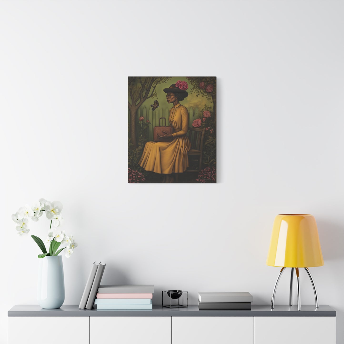 Elegant Canvas Wall Art, Vintage Woman Decor, Home Decoration, Gift for Mother’s Day, Floral Canvas Print, Art for Living Room