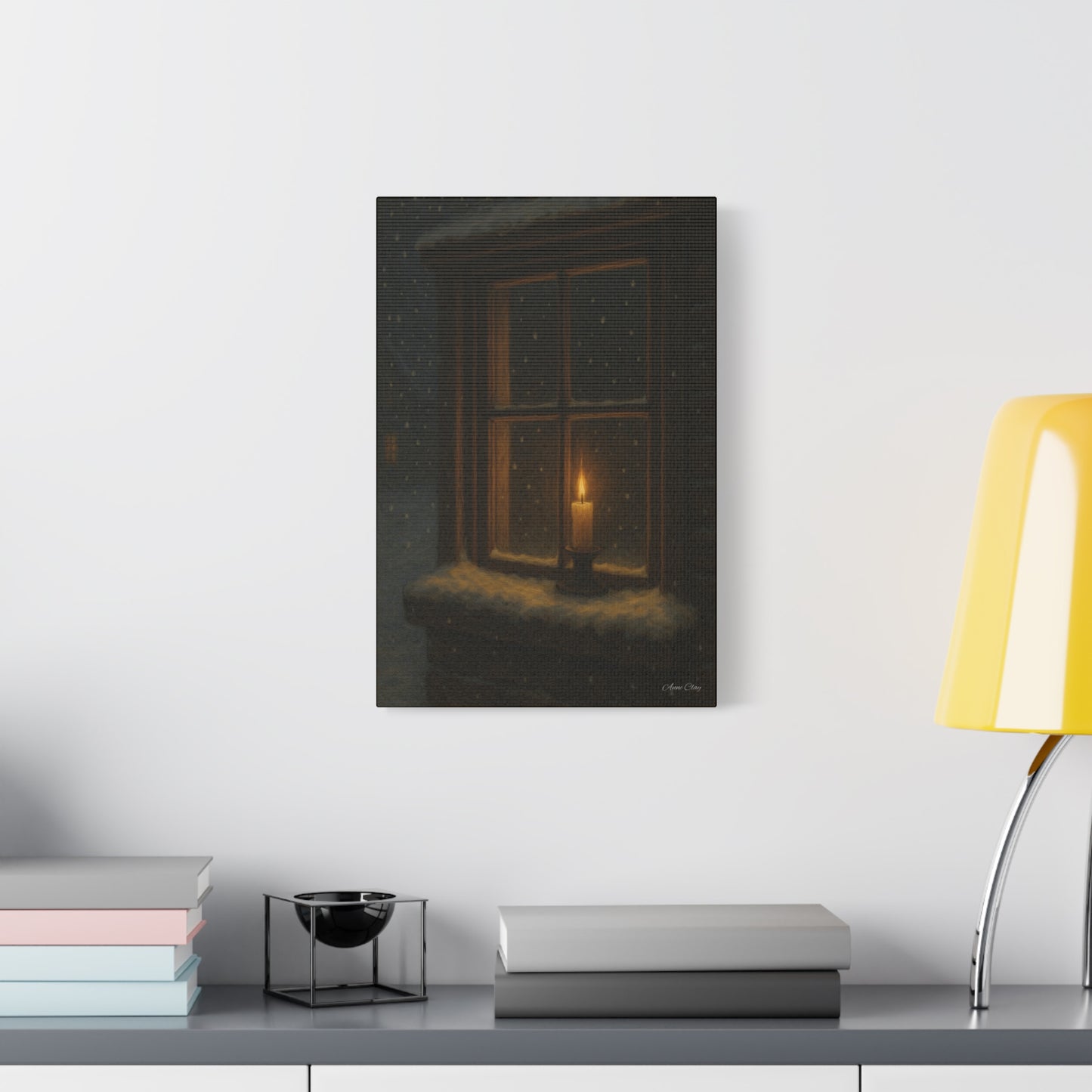 Light in the Darkness Candlelit Winter Scene Canvas Print Christmas, Holiday