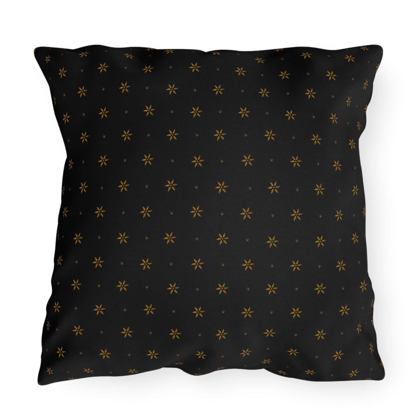 Mustard Petals on Black Outdoor Pillows