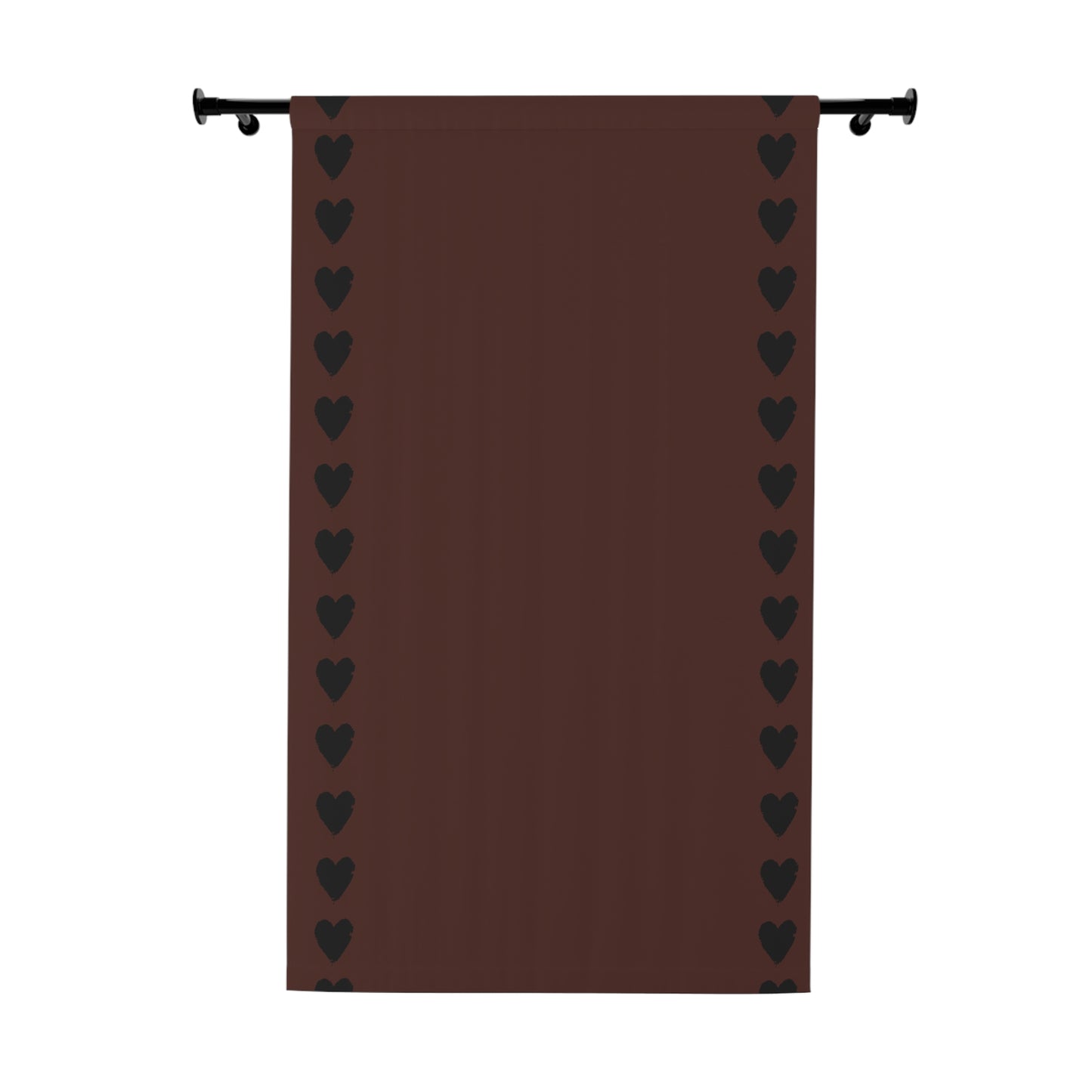 Black Stencil Heart on Country Red Window Curtains (1 Piece)