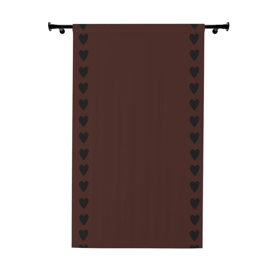 Black Stencil Heart on Country Red Window Curtains (1 Piece)