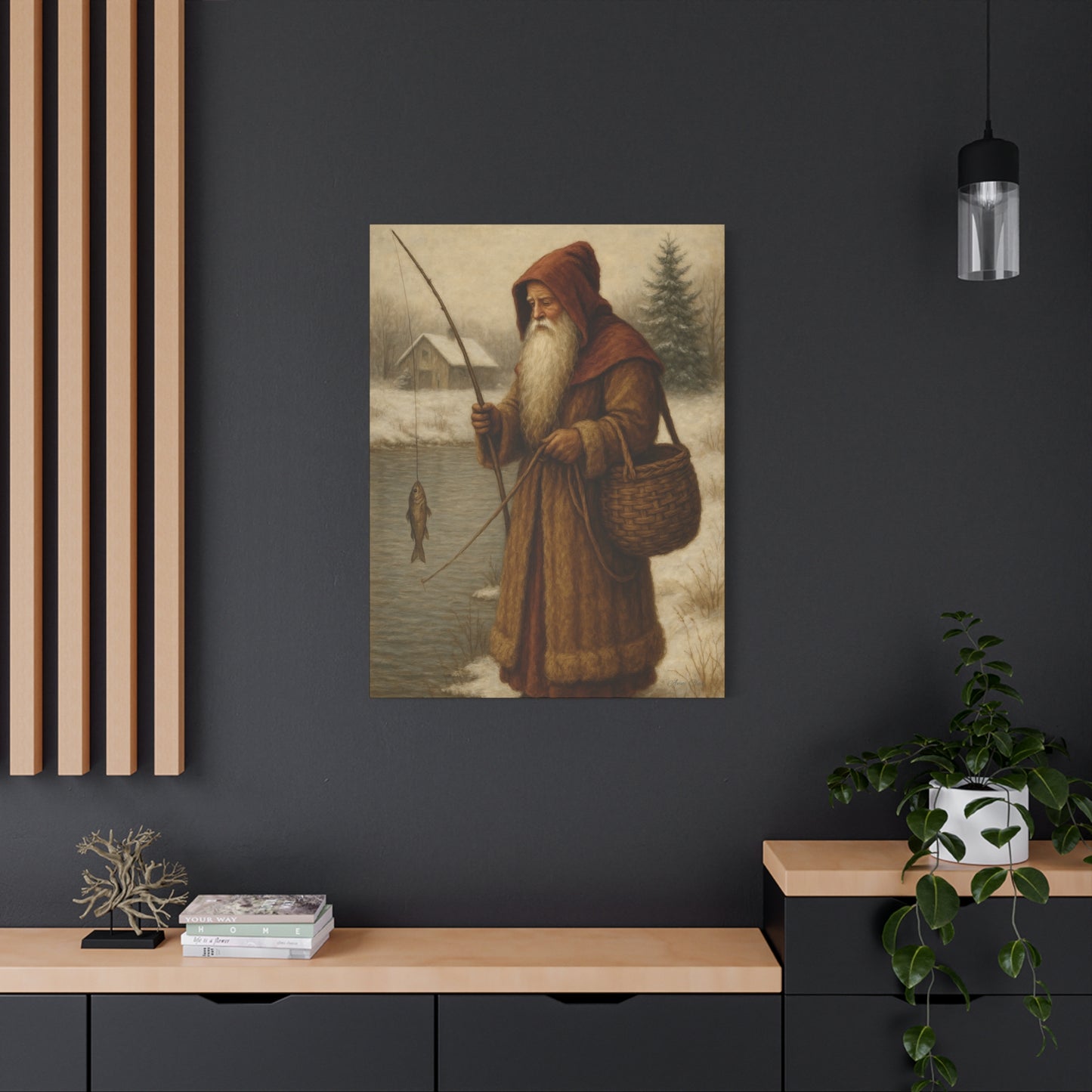 Snowy Fisherman Canvas Print