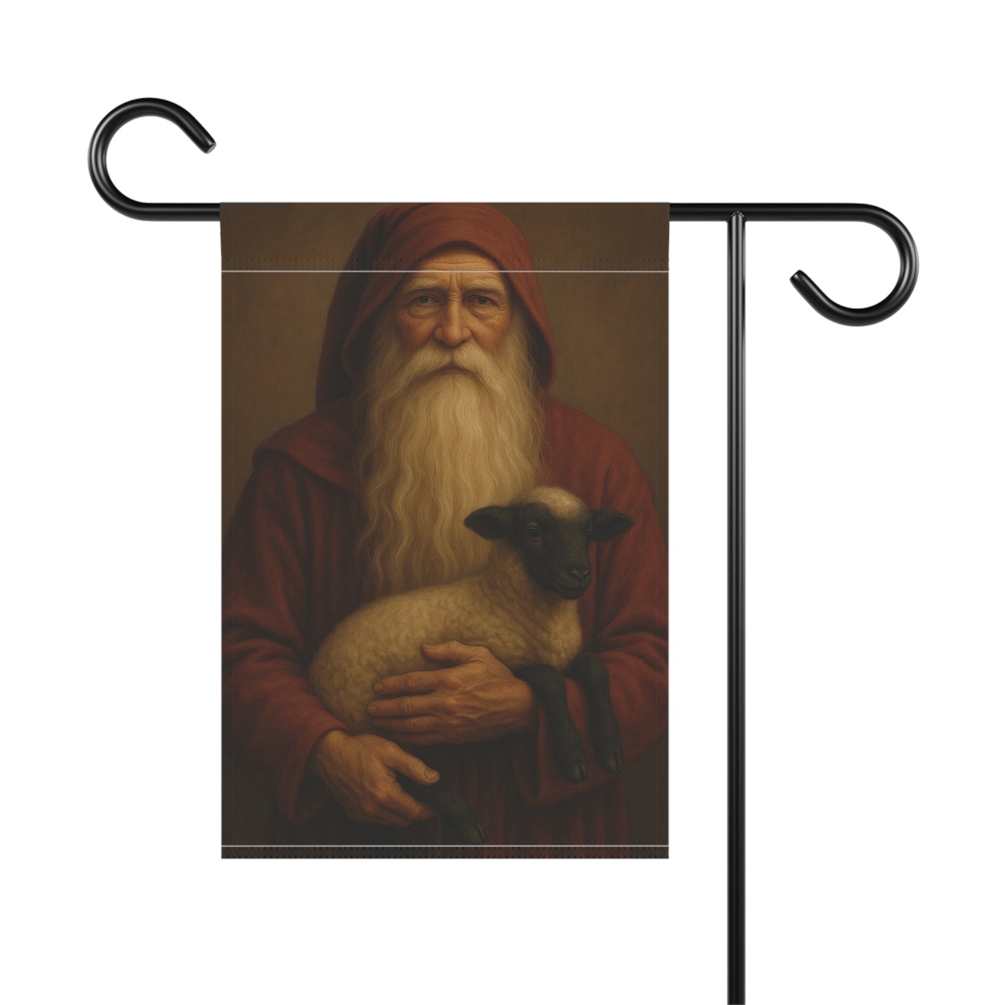 Rustic Garden Banner with Shepherd and Lamb Design