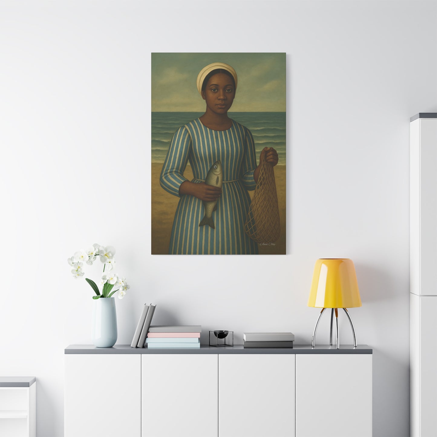 Seaside Portrait Canvas Art, Wall Decor, Vintage Artwork, Coastal Home Decor, Fishing Theme, Nautical Gift, Living Room Wall Art