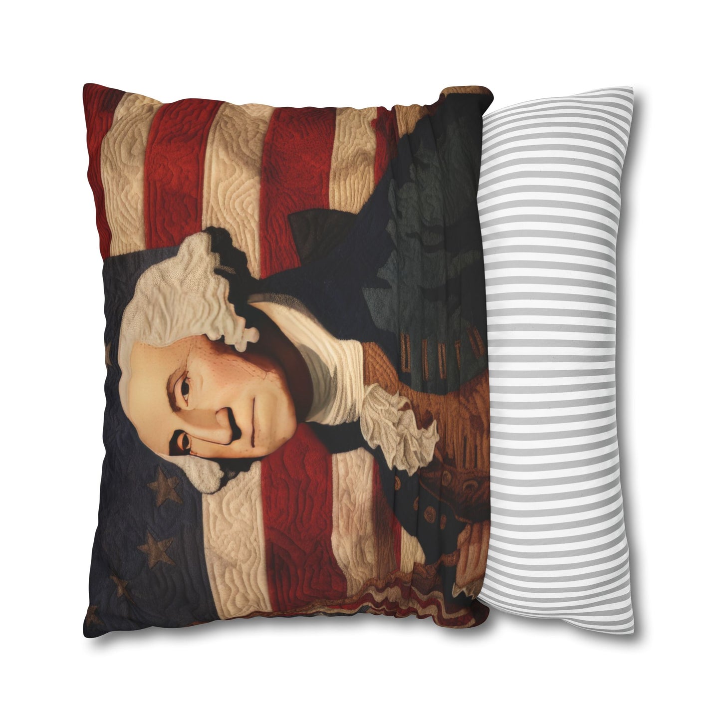 Faux Quilted George Washington Square Poly Canvas Pillowcase