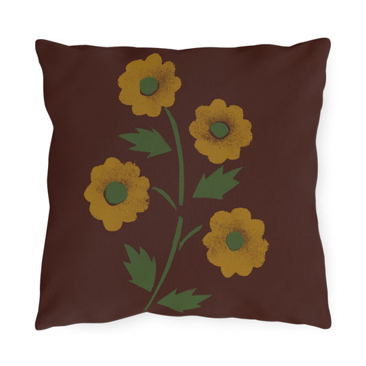 Stencil Flower on Country Red Outdoor Pillows