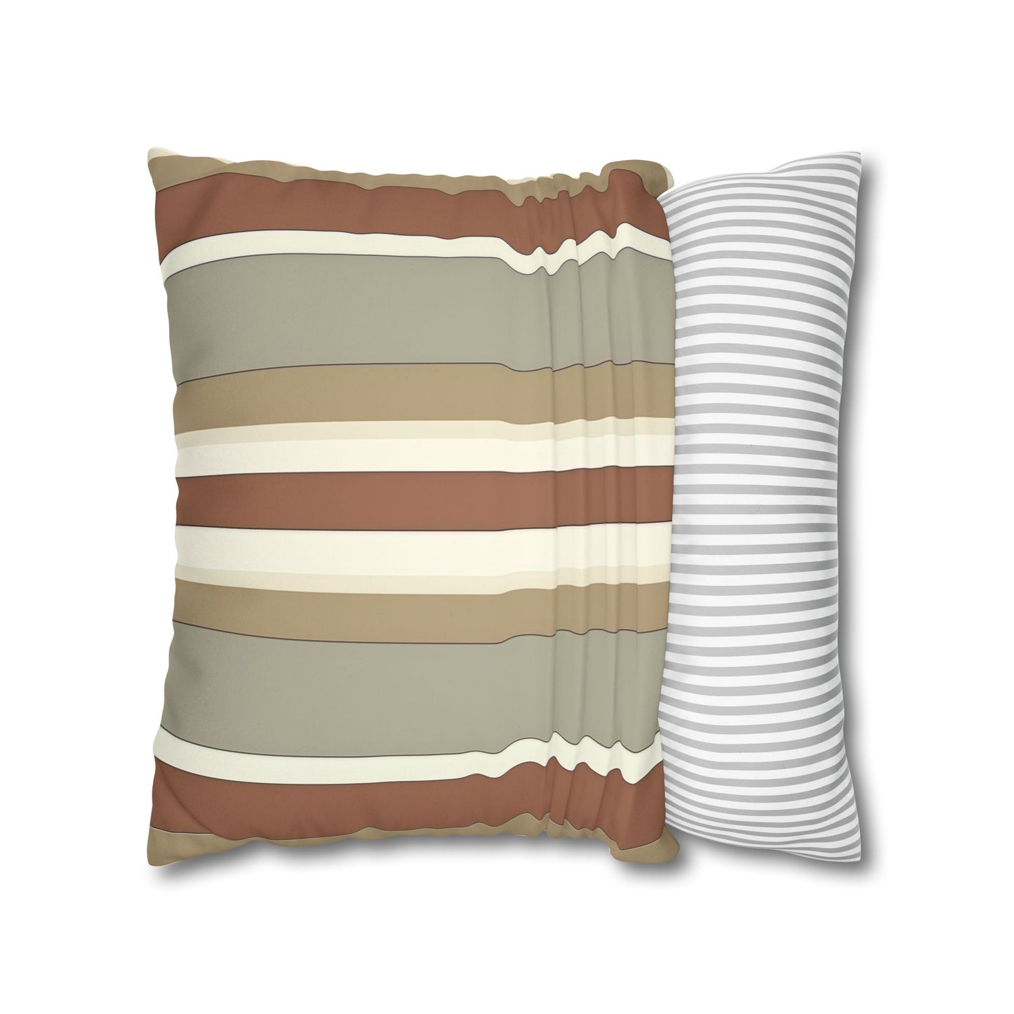 Fantasy Collection Taupe Stripes Faux Suede Square Pillowcase