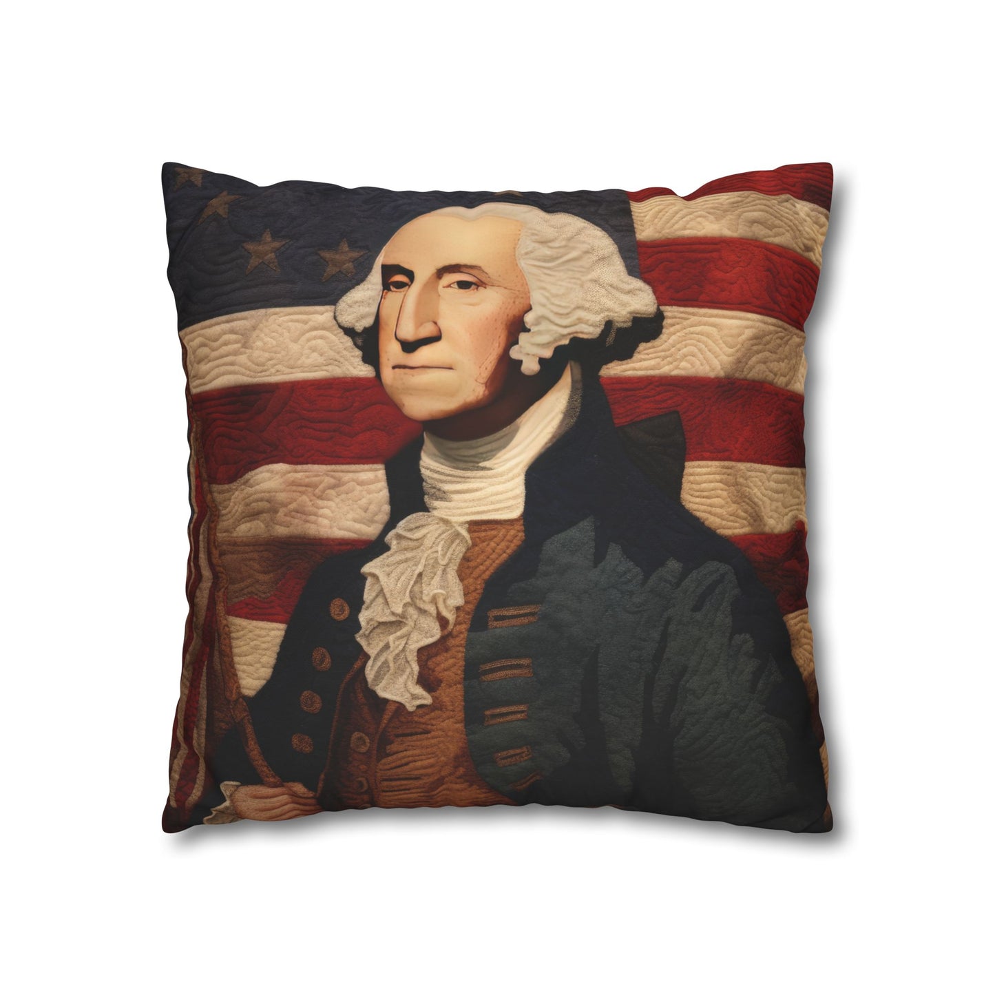 Faux Quilted George Washington Square Poly Canvas Pillowcase