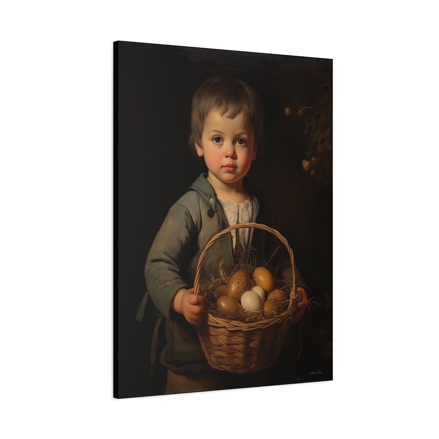 Charming Kid's Art Canvas - Vintage Style Bunny & Eggs Design for Home Decor