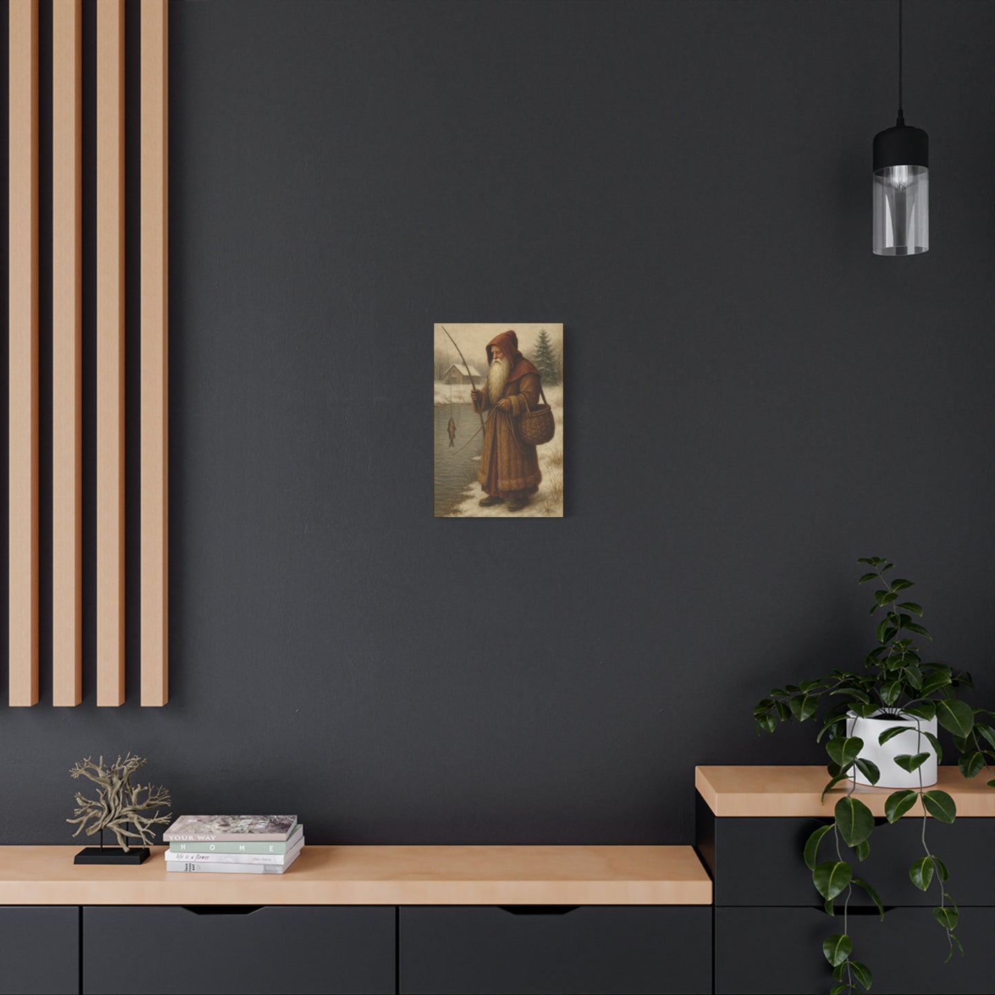 Snowy Fisherman Canvas Print