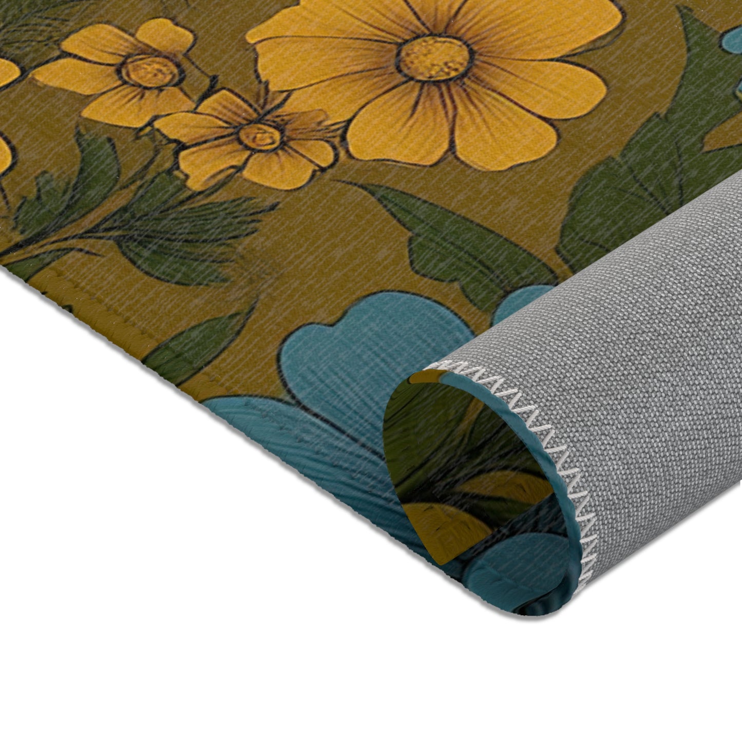Floral Area Rug, Boho Home Decor, Fuzzy Floor Mat, Living Room Carpet, Vintage Style Area Rugs, Gift for Her