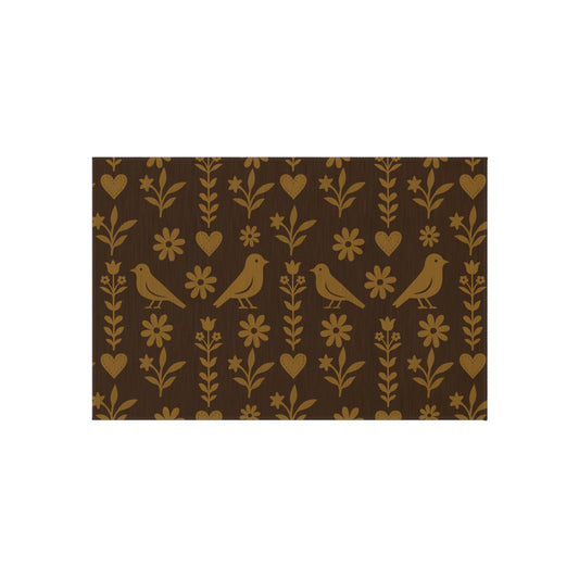 Charming Outdoor Rug for Patios, Gardens, Camping, Bohemian Decor, Bird Pattern, Seasonal Decorating