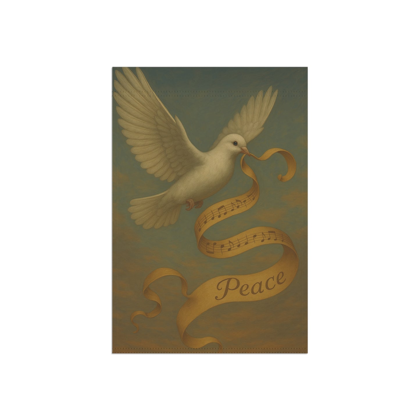 Peaceful Garden Banner with Dove and Musical Ribbon