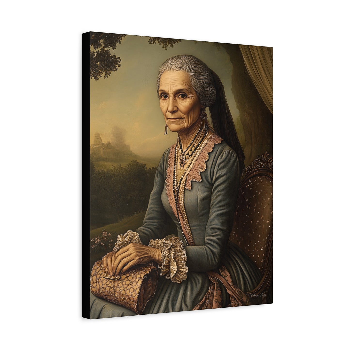 Elegant Vintage Canvas Art Print, Home Decor, Wall Art, Gift for Grandparents, Classic Portrait Decoration