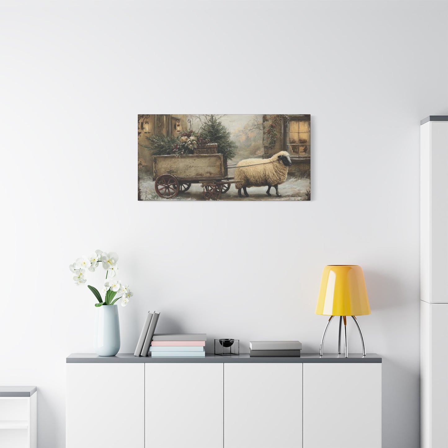 Rustic Sheep Canvas Wall Art