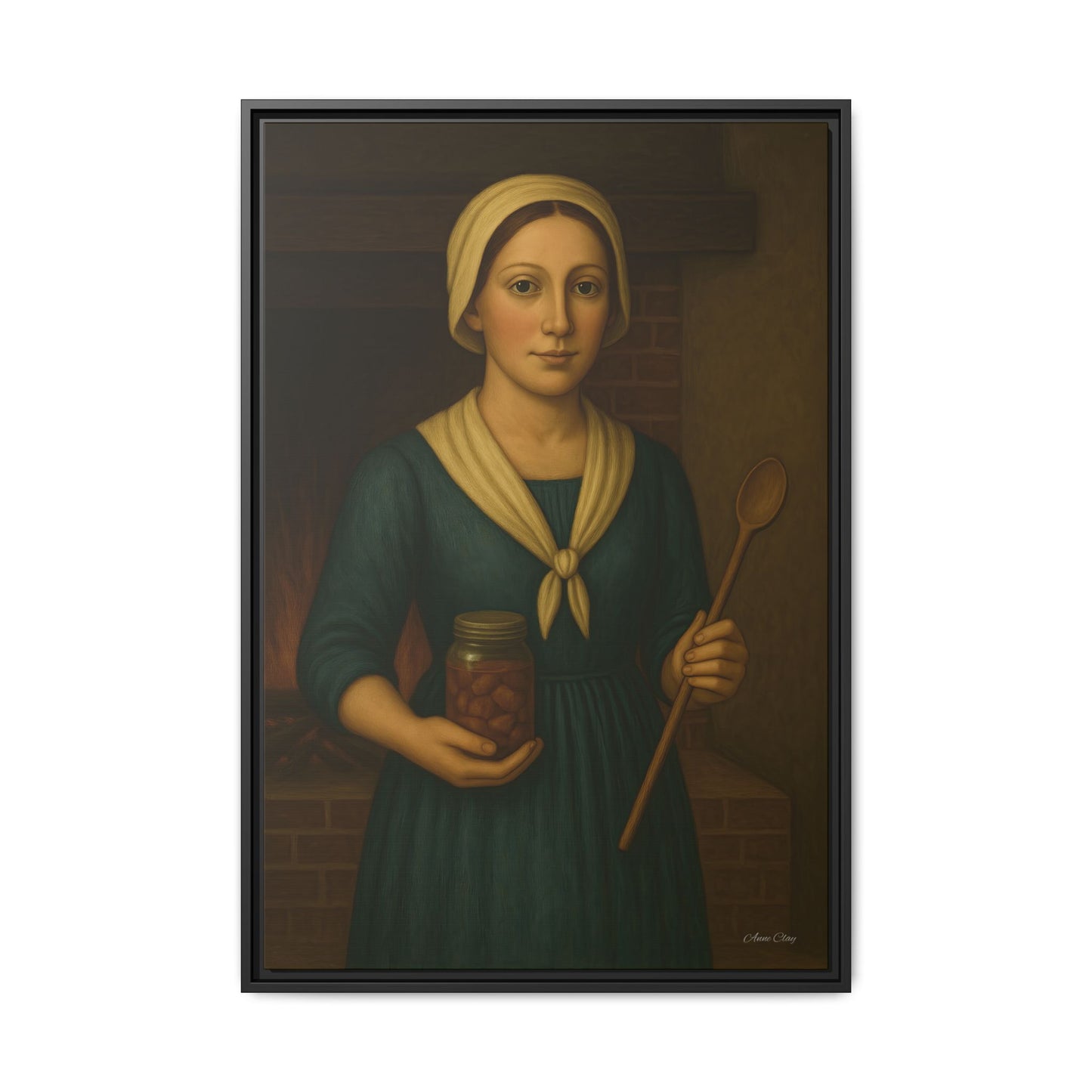 Framed Matte Canvas: Rustic Canning Vintage Homemaker Portrait - Rustic Kitchen Wall Art