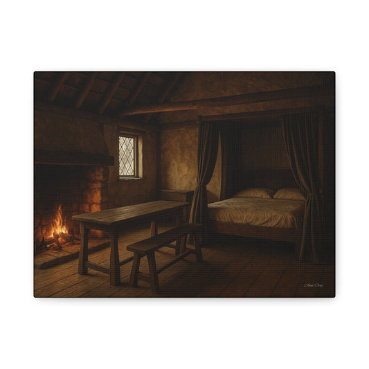Cozy Cabin Matte Canvas Print, Rustic Home Decor, Nature Wall Art, Fireplace Artwork, Gift for Homeowners