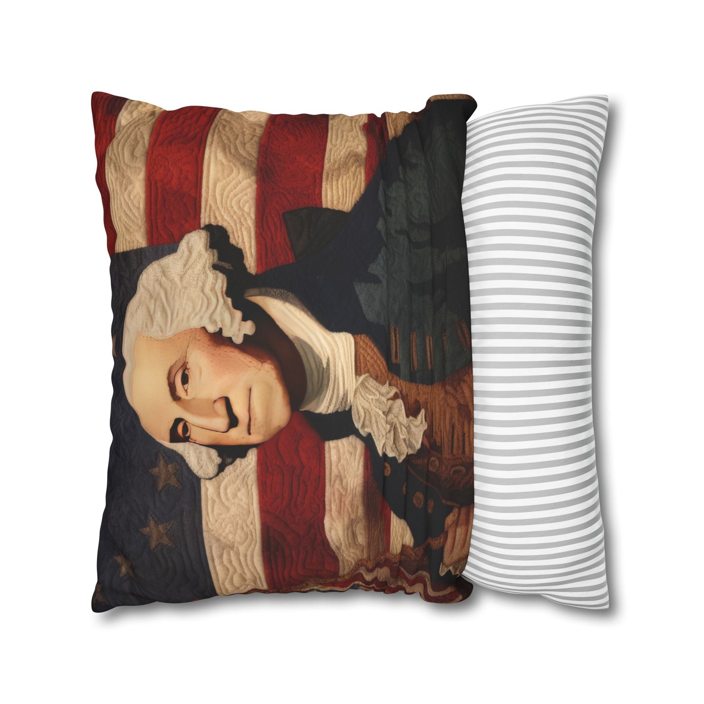 Faux Quilted George Washington Square Poly Canvas Pillowcase