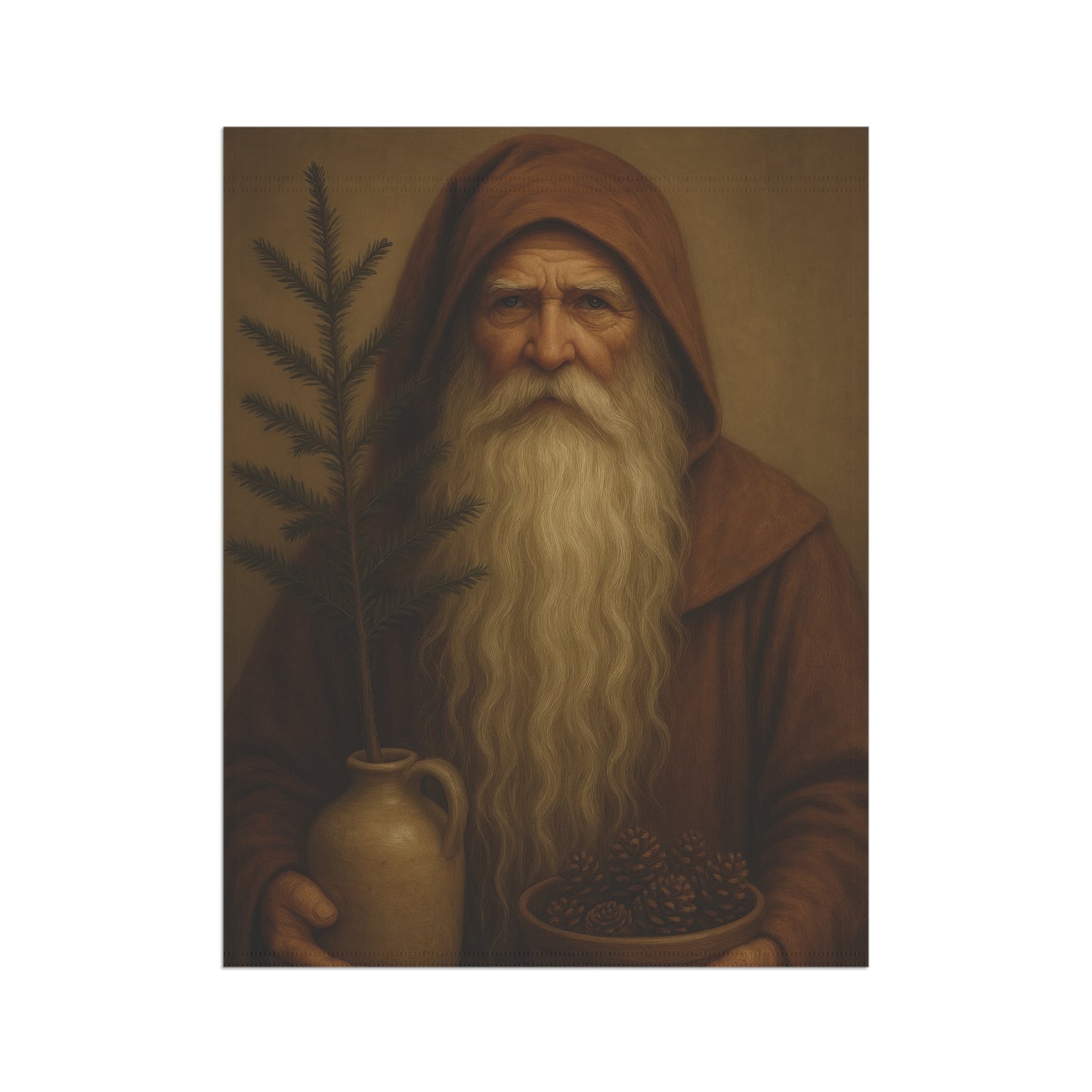 Garden Welcome Banner - Whimsical Nature Decor with Rustic Elderly Figure