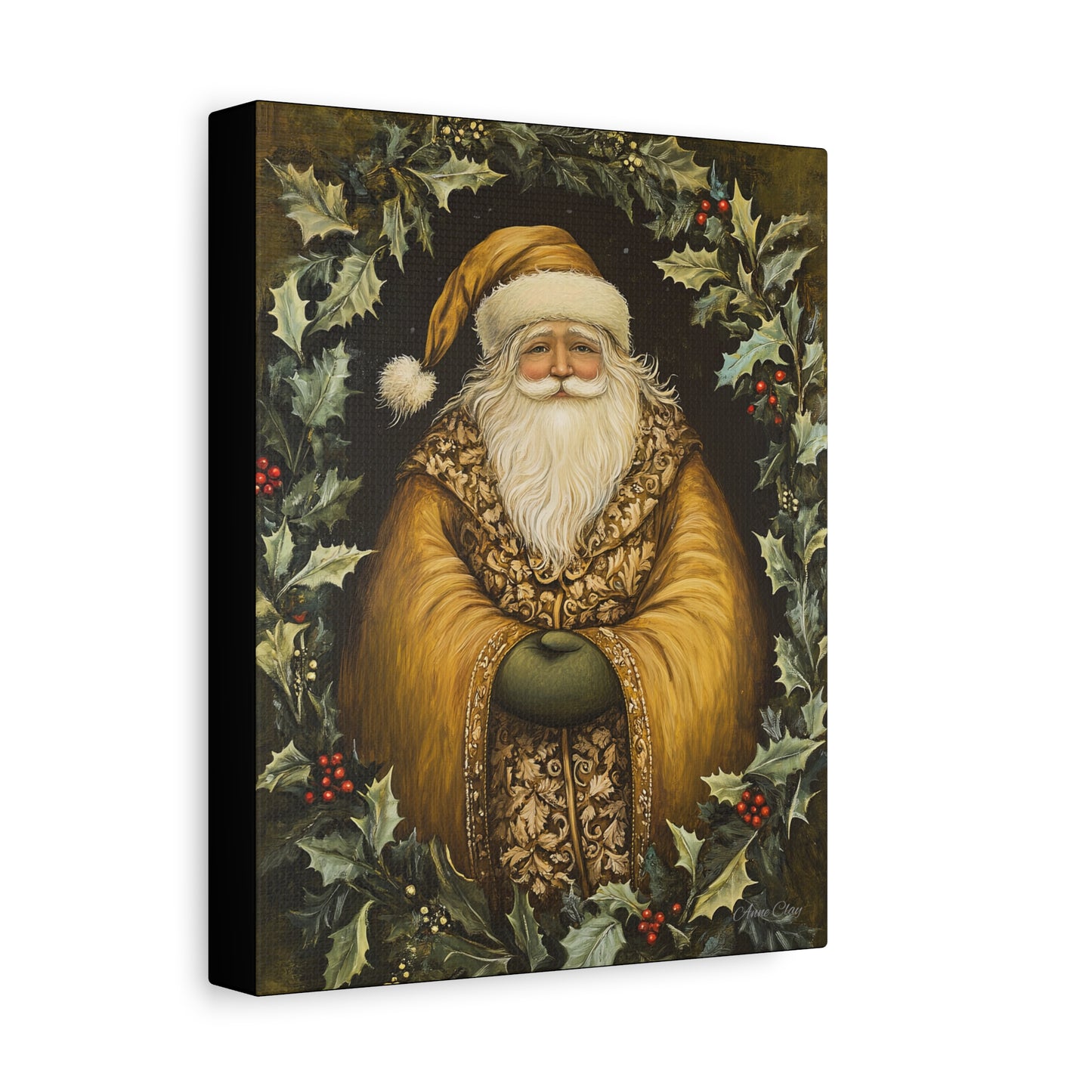 Jolly Gold Santa Matte Canvas, Stretched, 1.25"