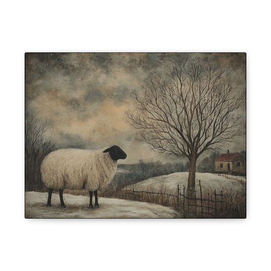 Rustic Sheep Canvas Art, Farmhouse Decor, Vintage Wall Art, Home Decoration, Gift for Animal Lovers