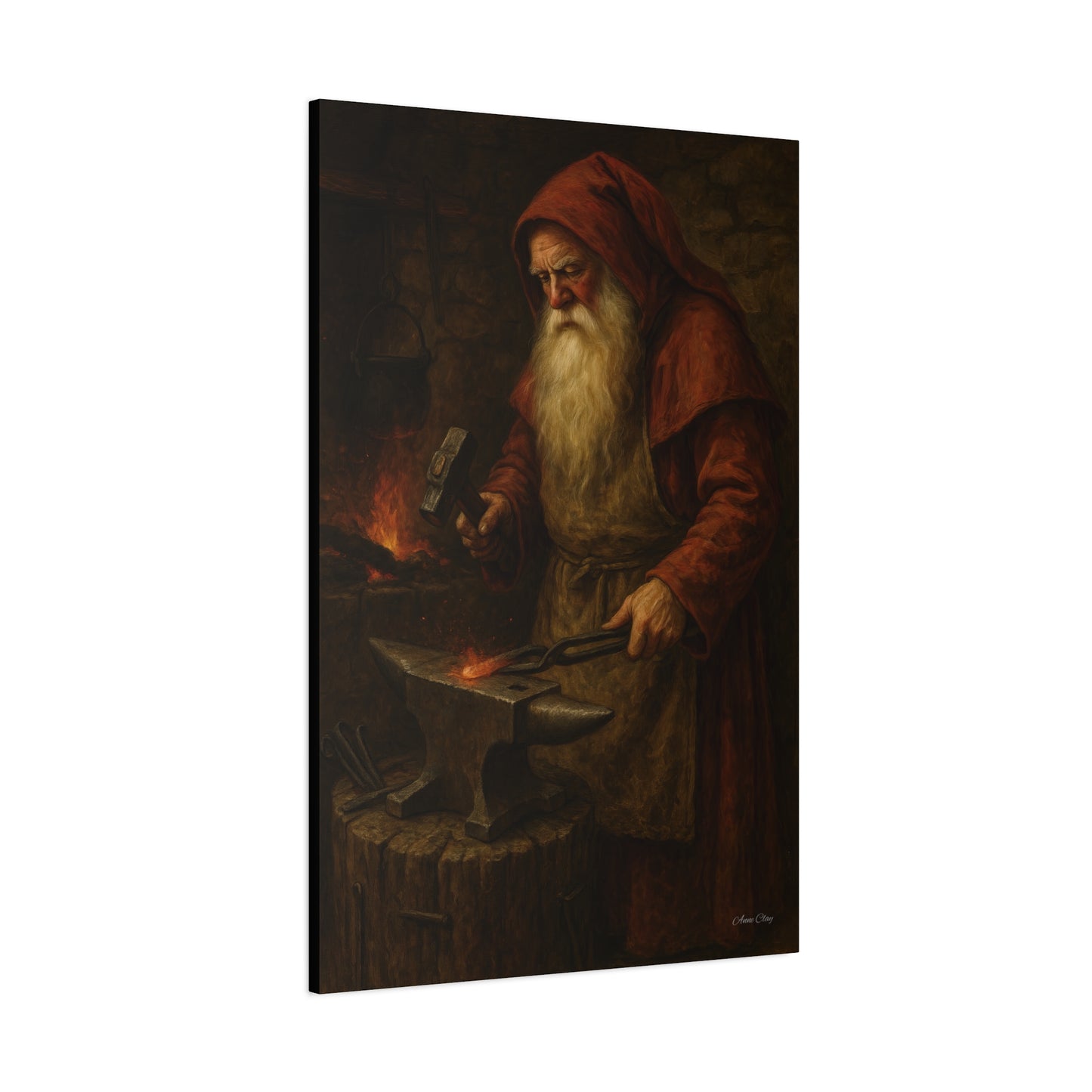Artistic Canvas Wall Art -  Blacksmith Santa