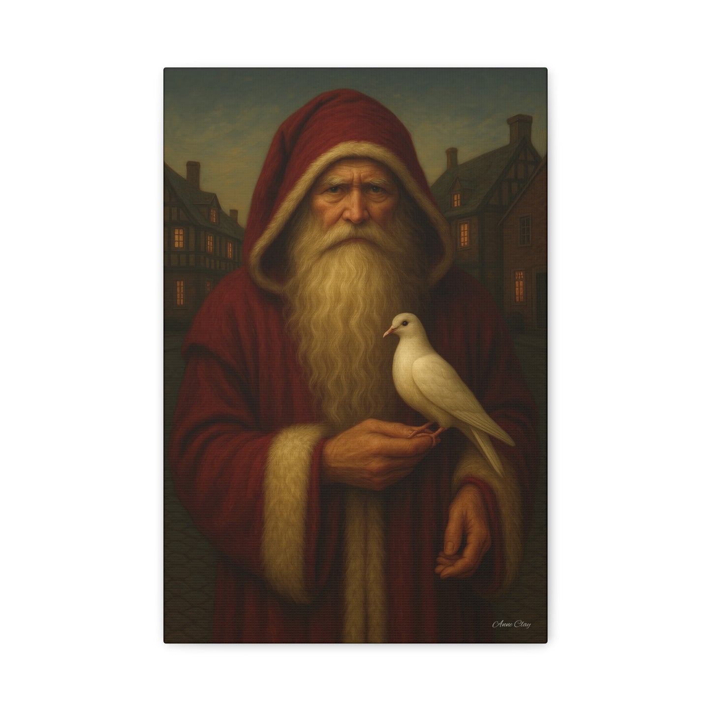 Santa with Dove Canvas Art Print
