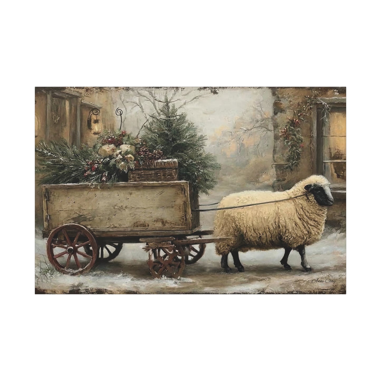 Rustic Sheep Canvas Wall Art