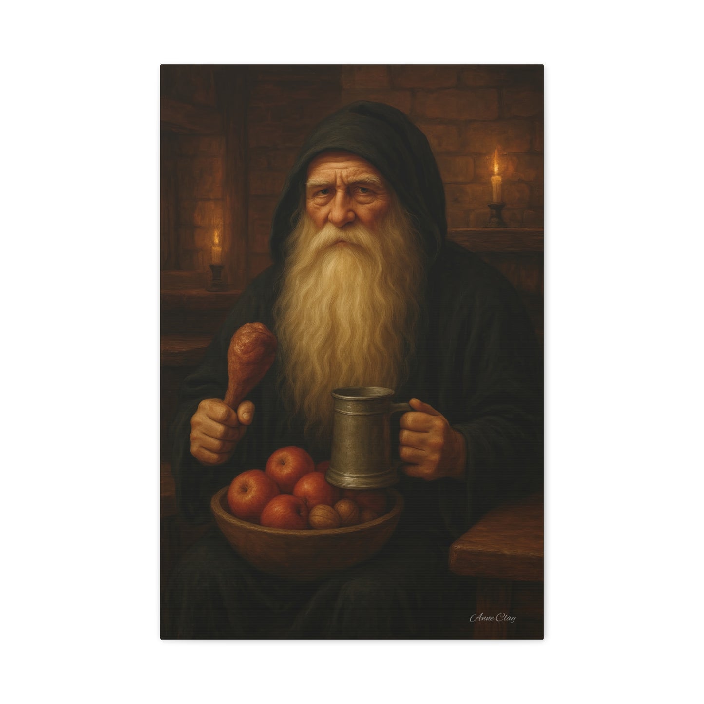 Rustic Canvas Wall Art: Wise Man with Feast