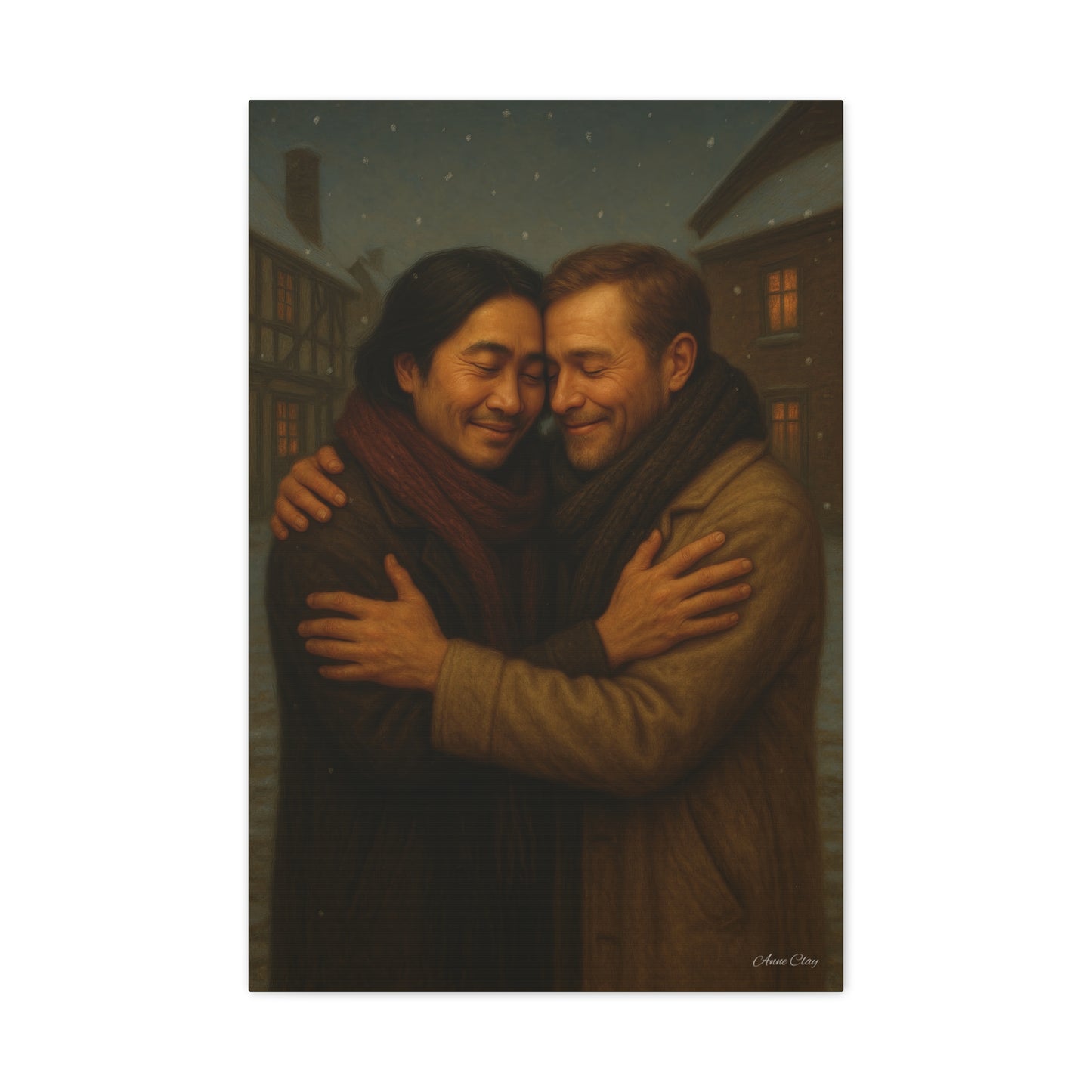 Spirit of Christmas, Brotherly Love Warm Embrace Canvas Art