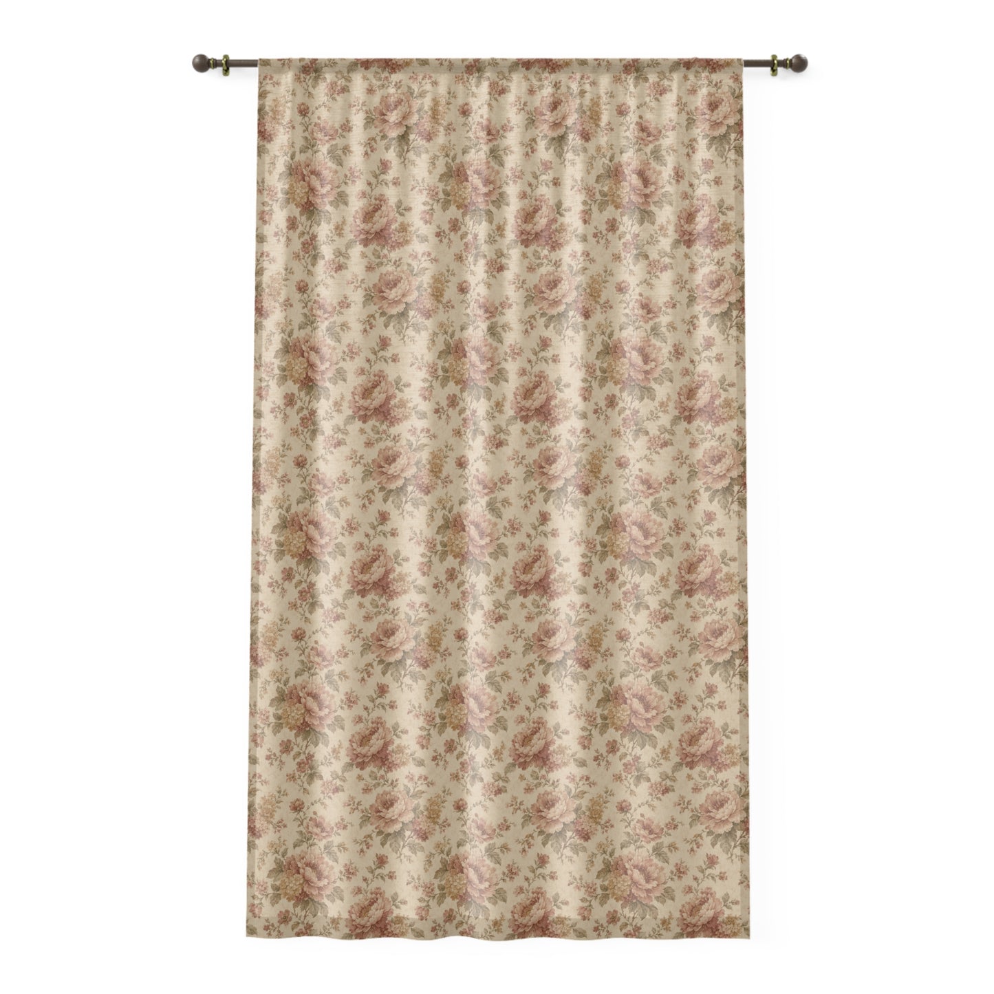 Vintage Rose Sheer Window Curtain
