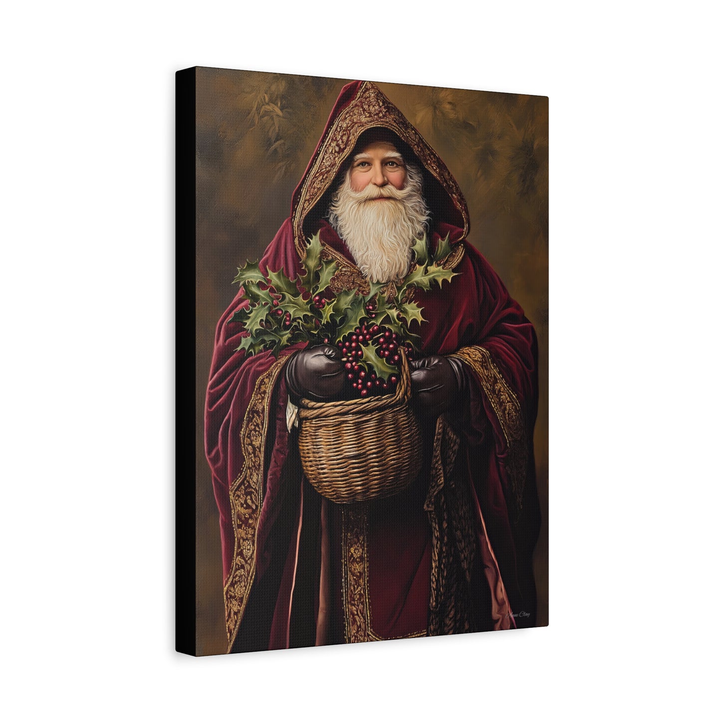 Burgundy Berry Santa Matte Canvas, Stretched, 1.25"