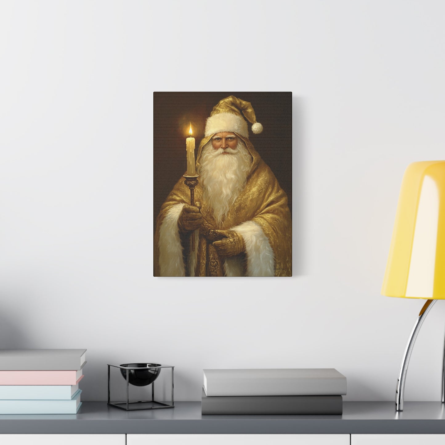 Golden Glow Santa Matte Canvas, Stretched, 1.25"