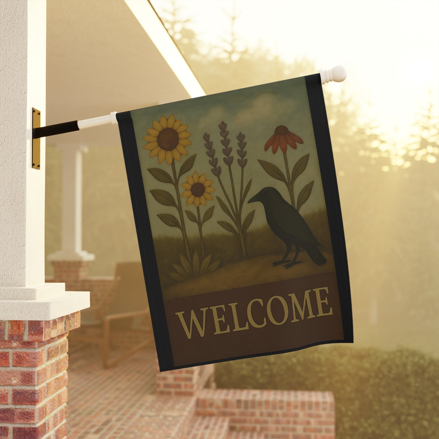 Garden Flag, Outdoor Decor, Welcome Banner, Seasonal Garden Sign, Floral Housewarming Gift, Backyard Decoration