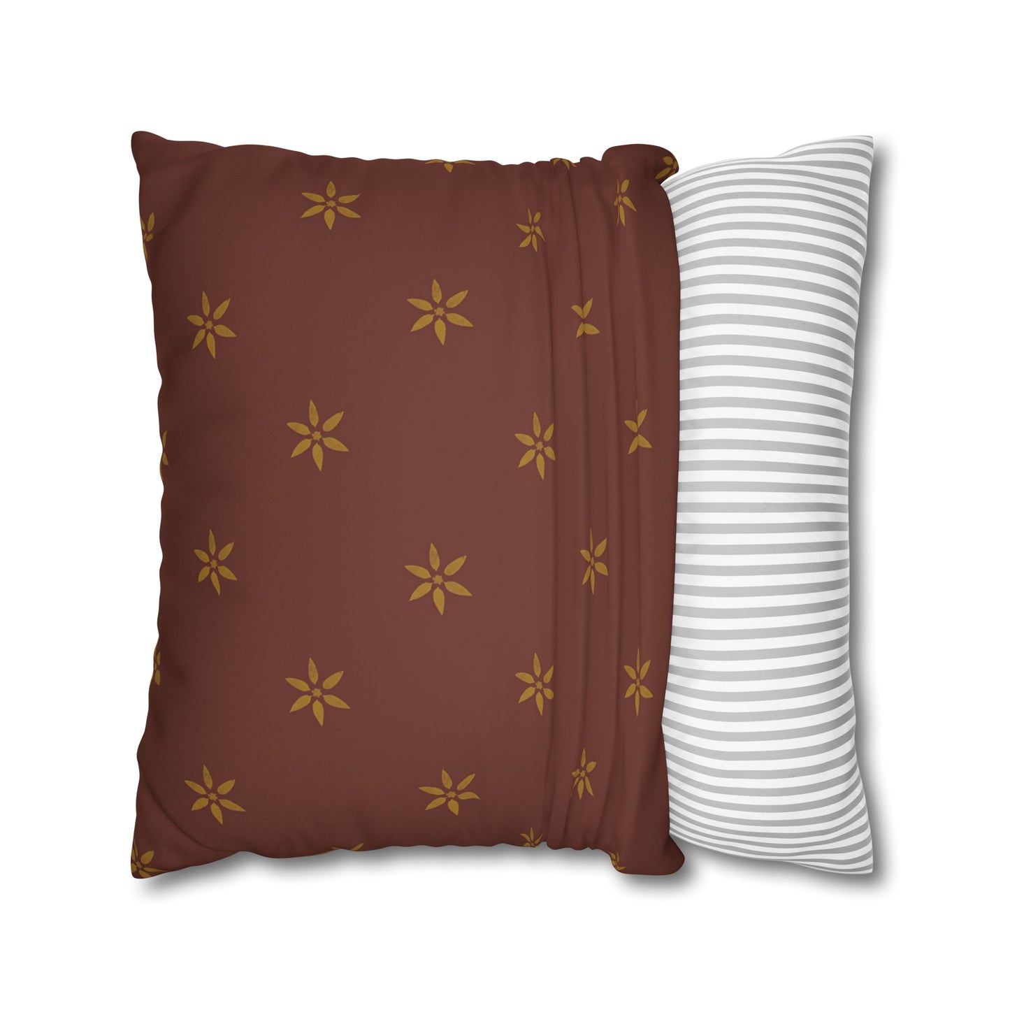 Fantasy Collection Red with Gold Stencil Faux Suede Square Pillowcase