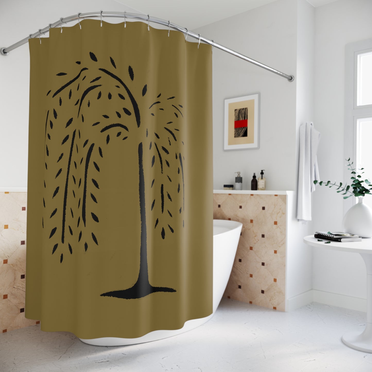 Willow Stencil Primitive Shower Curtains