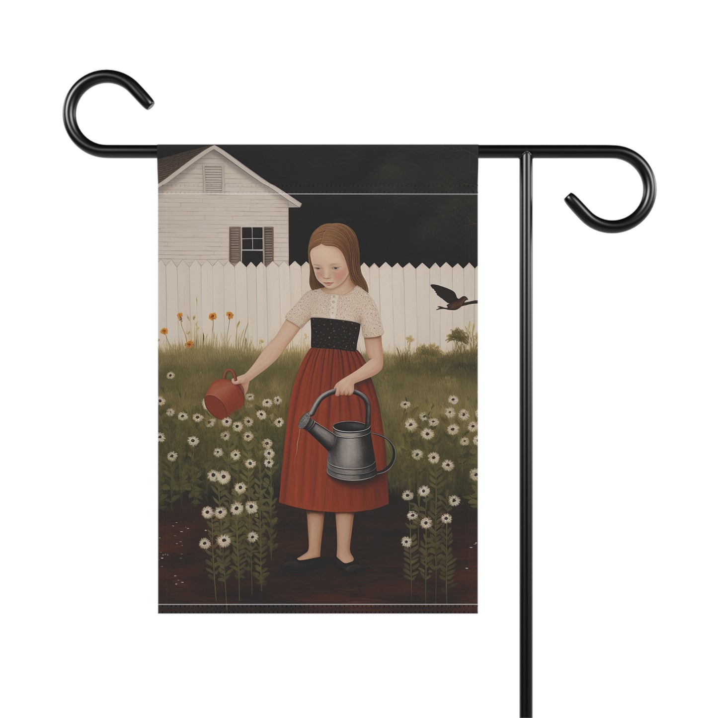 Watering Flowers Garden & House Banner